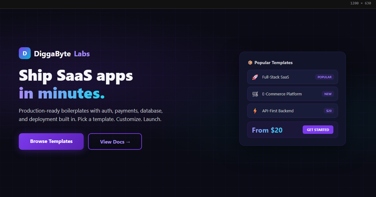 DiggaByte Labs — Production-Ready SaaS Boilerplate & Template Marketplace