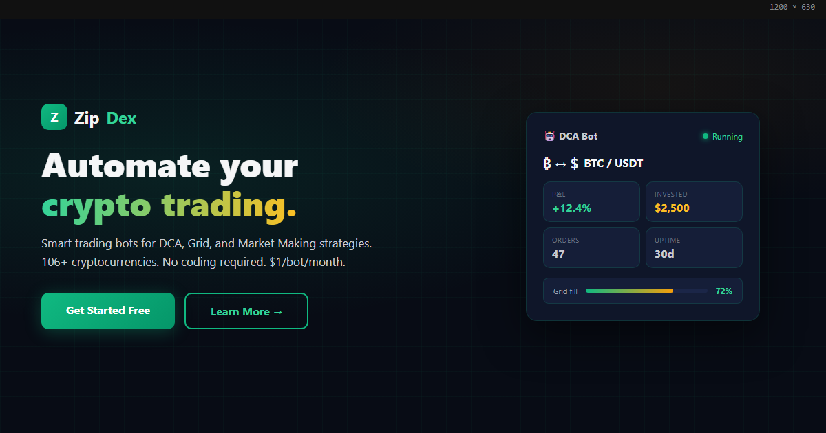 ZipDex.io — Automated Crypto Trading Bot & Copy Trading Platform